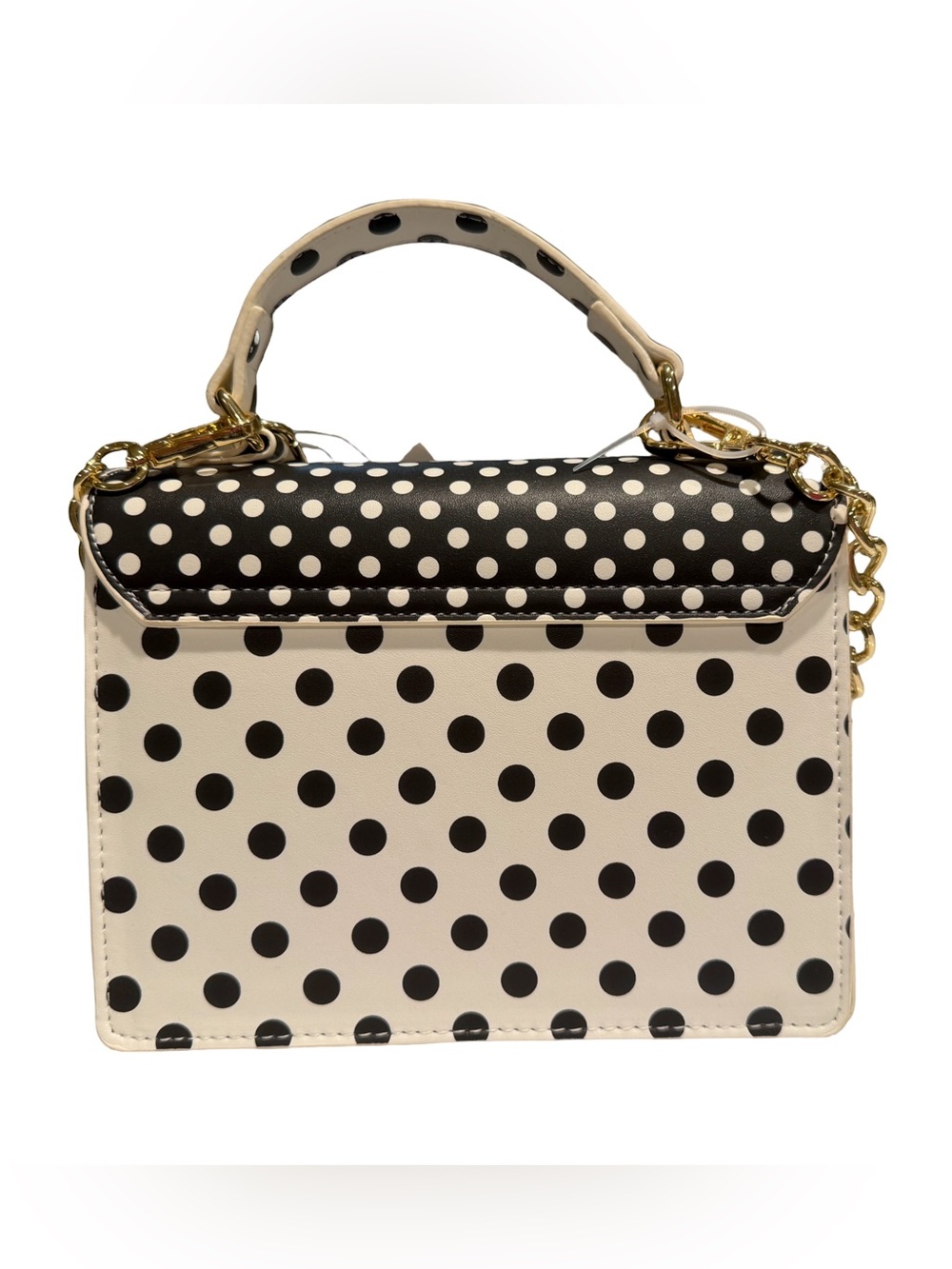 Betsey Johnson NWT Black & White Polka Dot Crossbody with Floral Bow (P244) - Picture 5 of 12
